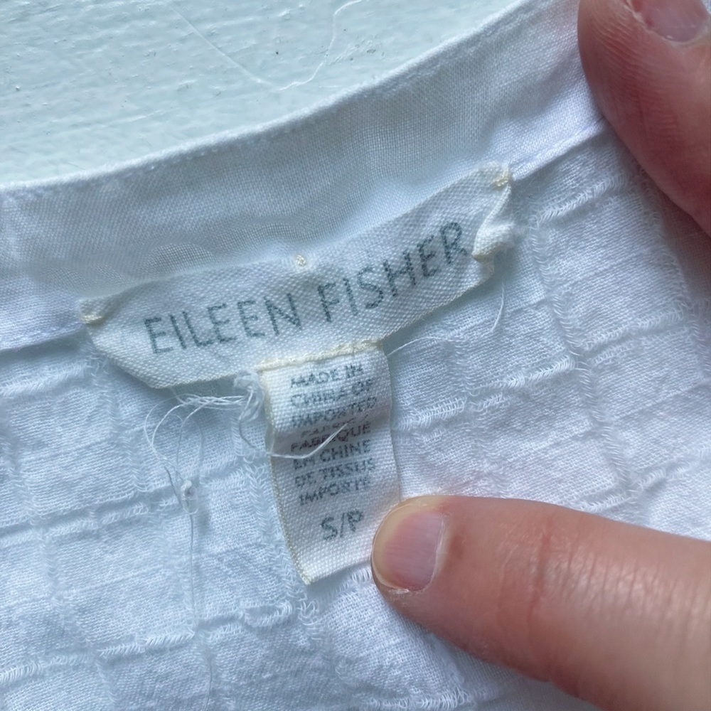 Eileen Fisher Women’s Size Small White Cotton Button Front V-Neck Tunic Blouse - Picture 7 of 10
